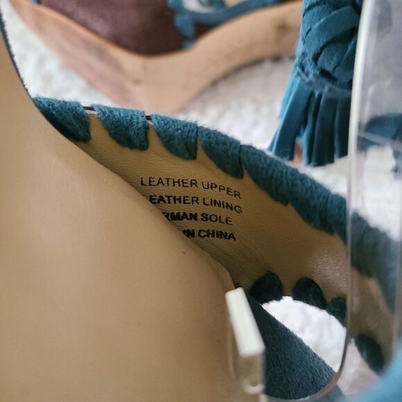 Paco Gil Brown Suede Leather with Tassel detail Platform Heeled Sandals sz 7.5 - Picture 6 of 6